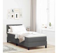 Qnhdfrt Letto a molle, grigio scuro, 80 x 200 cm, moderno letto in tessuto con materasso e topper, robusto telaio in legno fino a 150 kg, comodo letto per gli ospiti o letto singolo per camera da
