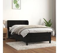 Qnhdfrt Letto a molle in velluto nero, 80 x 200 cm, con materasso a molle insacchettate e testiera regolabile in altezza, per un sonno riposante in camera da letto
