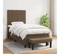 Qnhdfrt Letto a molle, marrone scuro, 100 x 200 cm, con testiera regolabile in altezza, materasso a molle insacchettate e pratica panchina, per camera da letto, camera degli ospiti