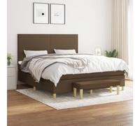 Qnhdfrt Letto a molle, marrone scuro, 180 x 200 cm, con testiera regolabile in altezza, materasso a molle insacchettate e pratica panchina, per camera da letto, camera degli ospiti