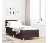 Qnhdfrt Letto a molle marrone scuro 80 x 200 cm, design moderno con materasso e topper per adulti, elegante camera da letto singolo in tessuto con motivo geometrico