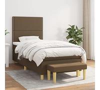 Qnhdfrt Letto a molle, marrone scuro, 90 x 190 cm, con materasso a molle insacchettate, testiera regolabile in altezza e panchina, traspirante, letto singolo per camera dei ragazzi, camera da letto