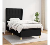 Qnhdfrt Letto a molle nere con materasso a molle insacchettate e testiera regolabile in altezza, 100 x 200 cm, rivestimento in tessuto per un sonno riposante