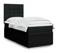 Qnhdfrt Letto a molle nere con materasso a molle insacchettate e testiera regolabile in altezza, 100 x 200 cm, tessuto per un sonno riposante in camera da letto o camera degli ospiti
