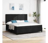 Qnhdfrt Letto a molle nero 200 x 200 cm con materasso e testiera, design elegante in tessuto per camera da letto elegante, robusto telaio in legno e morbido rivestimento in poliestere