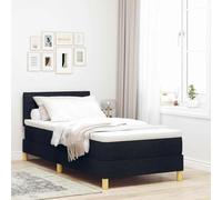 Qnhdfrt Letto a molle nero, 80 x 200 cm, design moderno con materasso e topper, tessuto di alta qualità per il comfort, letto singolo per camera da letto e camera degli ospiti