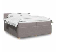 Qnhdfrt Letto a molle, tortora, 200 x 200 cm, con materasso a molle insacchettate e illuminazione a LED, rivestimento in tessuto per il massimo comfort durante il sonno