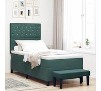 Qnhdfrt Letto a molle verde scuro, 90 x 190 cm, con materasso e panchina, rivestimento in velluto, bottoni in cristallo, comodo sistema di sonno per camera da letto e camera degli ospiti