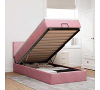 Qnhdfrt Letto a pouf 100 x 200 cm, in velluto rosa con materasso a molle insacchettate e spazio sotto il letto, meccanismo di sollevamento idraulico, letto per ragazzi per camera da letto, camera