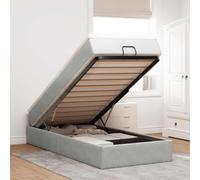 Qnhdfrt Letto a pouf 90 x 190 cm, grigio chiaro, velluto con materasso a molle insacchettate e enorme spazio sotto la rete a doghe, design moderno, camera dei ragazzi, camera degli ospiti, camera da