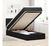 Qnhdfrt Letto a pouf con materasso, 100 x 200 cm, in velluto nero, struttura idraulica, con illuminazione a LED, materasso a molle insacchettate e spazio per camera da letto, letto degli ospiti o