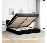 Qnhdfrt Letto a pouf con materasso, 180 x 200 cm, in tessuto nero, con spazio e materasso a molle insacchettate per un sonno riposante
