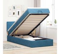 Qnhdfrt Letto a pouf con materasso, 90 x 200 cm, blu scuro, struttura in velluto, con illuminazione a LED e spazio per camera da letto, letto degli ospiti o camera dei ragazzi