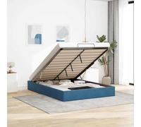 Qnhdfrt Letto a pouf in velluto blu scuro, 140 x 200 cm, con meccanismo di sollevamento idraulico e spazio sotto il letto, per camera da letto e camera degli ospiti
