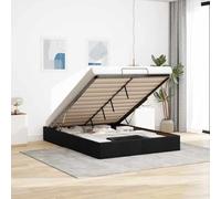 Qnhdfrt Letto a pouf nero 140 x 190 cm con vano portaoggetti e meccanismo di sollevamento idraulico in poliestere resistente per un sonno confortevole