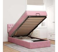 Qnhdfrt Letto a pouf rosa, 100 x 200 cm, in velluto con materasso a molle insacchettate, a LED, ambiente idraulico, per camera da letto, camera degli ospiti