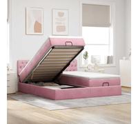 Qnhdfrt Letto a pouf rosa, 200 x 200 cm, in velluto, letto matrimoniale, con spazio e materasso a molle insacchettate, sollevamento idraulico, comodo, look moderno, per camera da letto, camera degli