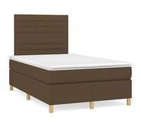 Qnhdfrt Letto a rete imbottita 120 x 200 cm con materasso a molle insacchettate e coprimaterasso in tessuto marrone scuro, testiera regolabile in altezza, letto imbottito per un sonno ristoratore
