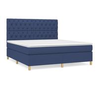 Qnhdfrt Letto a rete imbottita 160 x 200 cm con materasso a molle insacchettate e coprimaterasso, letto imbottito in blu, testiera regolabile in altezza, letto matrimoniale per un sonno ristoratore