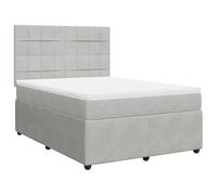 Qnhdfrt Letto a rete imbottita 160 x 200 cm con materasso a molle insacchettate e coprimaterasso regolabile in altezza, letto matrimoniale in velluto, grigio chiaro, per un sonno ristoratore