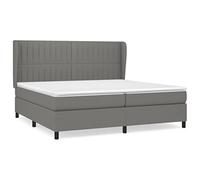 Qnhdfrt Letto a rete imbottita, 200 x 200 cm, grigio scuro, con materasso a molle insacchettate e coprimaterasso regolabile in altezza, letto matrimoniale in tessuto per un sonno ristoratore