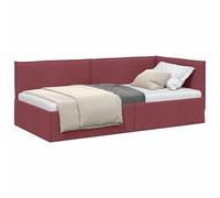 Qnhdfrt Letto ad Angolo a L in Tessuto 90x190 cm, Rosso Vino