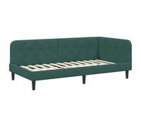 Qnhdfrt Letto Angolare a L 90x190 cm Divano Letto in Velluto Verde Scuro | Struttura salvaspazio a L con bracciolo reversibile per camera da letto e soggiorno. Trasformazione rapida divano-letto.