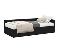 Qnhdfrt Letto Angolare Singolo 80x200cm con Materasso Nero 2 pz | Ideale per camera da letto, la struttura in compensato con testiera regolabile offre un riposo ergonomico e fresco.