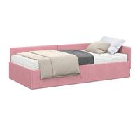 Qnhdfrt Letto Angolare Singolo con Materasso Velluto Grigio 2 Pcs 80x200 cm | Design salvaspazio in velluto soft touch per camera da letto, completo di testiera regolabile e materasso in schiuma.