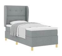 Qnhdfrt Letto Box Spring Singolo con Materasso 90x200 cm Grigio Chiaro | Testiera regolabile a 2 altezze, materasso medio a molle insacchettate con topper per comfort in camera da letto.