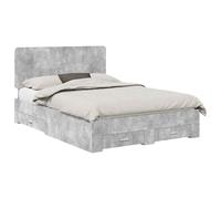 Qnhdfrt Letto con Contenitore e Testiera Grigio Cemento 140x200 cm | Design moderno in legno ingegnerizzato grigio cemento con capienti cassetti salvaspazio per la camera da letto.
