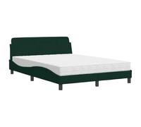 Qnhdfrt Letto con Materasso 120x200 cm Dover in Velluto Verde Scuro | Set letto imbottito per camera da letto con materasso reversibile H2/H3 e giroletto dal design ondulato elegante.