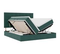 Qnhdfrt Letto Contenitore 180x200 cm in Velluto Verde Scuro con Materasso | Struttura salvaspazio per camera da letto con sistema idraulico laterale e morbida testiera imbottita per la zona notte.