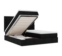 Qnhdfrt Letto Contenitore Matrimoniale 200x200 cm Nero con 2 Materassi