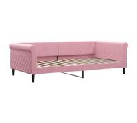 Qnhdfrt Letto da Giorno 2 in 1 in Velluto Rosa 100x200 cm | Versatile divano letto imbottito con doghe incluse, ideale per salotto e camera degli ospiti per accogliere amici.