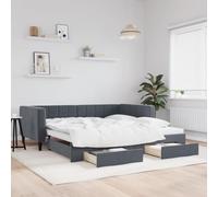 Qnhdfrt Letto giornaliero allungabile 2 in 1 come divano e letto matrimoniale con cassetti grigio scuro velluto design moderno per soggiorno, camera da letto e camera degli ospiti