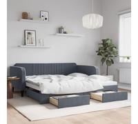 Qnhdfrt Letto giornaliero allungabile 2 in 1 come divano e letto matrimoniale con cassetti grigio scuro velluto design moderno per soggiorno, camera da letto e camera degli ospiti