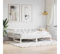 Qnhdfrt Letto giornaliero allungabile 2 in 1 come divano e letto per gli ospiti, 80 x 200 cm, in legno di pino bianco con spazio per soggiorno, camera da letto e camera degli ospiti