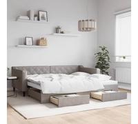Qnhdfrt Letto giornaliero allungabile con cassetti, 223 x 100 cm, tortora, design moderno, 2 in 1, divano letto per soggiorno, camera da letto e camera degli ospiti