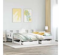 Qnhdfrt Letto giornaliero allungabile con cassetti in legno massiccio di pino bianco 193,5 x 96 x 69,5 cm 2 in 1 divano letto per camera degli ospiti soggiorno