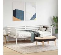 Qnhdfrt Letto giornaliero bianco in legno massello di pino 75 x 190 cm Daybed con griglia di protezione e doghe in compensato, robusto letto per ospiti o divano per soggiorno camera da letto
