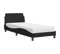 Qnhdfrt Letto imbottito, 90 x 190 cm, con materasso Dover, nero, letto per ragazzi con testiera, materasso in schiuma PU H2 e H3, rete a doghe, design moderno per camera da letto