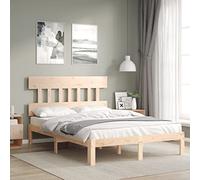 Qnhdfrt Letto in legno massello, 140 x 190 cm, non trattato, 193,5 x 143,5 x 81 cm, struttura robusta con testiera, camera da letto moderna, per camera dei ragazzi, camera degli ospiti, letto