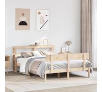 Qnhdfrt Letto in legno massello 150 x 200 cm in legno di pino con testiera e vano portaoggetti per un sonno riposante