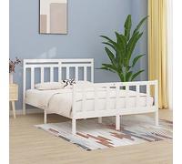 Qnhdfrt Letto in legno massello, 160 x 200 cm, in legno di pino bianco, con rete a doghe, comoda testiera, robusta, per camera da letto moderna, matrimoniale, per giovani e ospiti