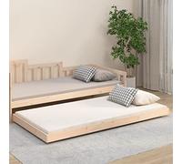 Qnhdfrt Letto in legno massello 80 x 200 cm in legno di pino con doghe robuste e pratiche ruote per una facile mobilità e utilizzo dello spazio di archiviazione