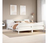 Qnhdfrt Letto in legno massello bianco, 180 x 200 cm, struttura moderna in legno di pino con testiera, doghe robuste e design salvaspazio per camera da letto