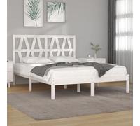 Qnhdfrt Letto in legno massello bianco in pino 120 x 190 cm, struttura del letto con struttura stabile e schienale comodo per un sonno riposante