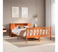 Qnhdfrt Letto in legno massello con libreria, testiera 140 x 200 cm, in legno di pino e spazio per una qualità ottimale e ordine in camera da letto