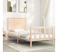 Qnhdfrt Letto in legno massello di pino 100 x 200 cm, con testiera e pediera per un sonno riposante, robusto telaio in pino non trattato per camera da letto, camera degli ospiti e camera dei ragazzi